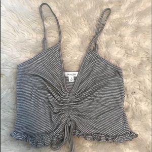 Grey striped crop top